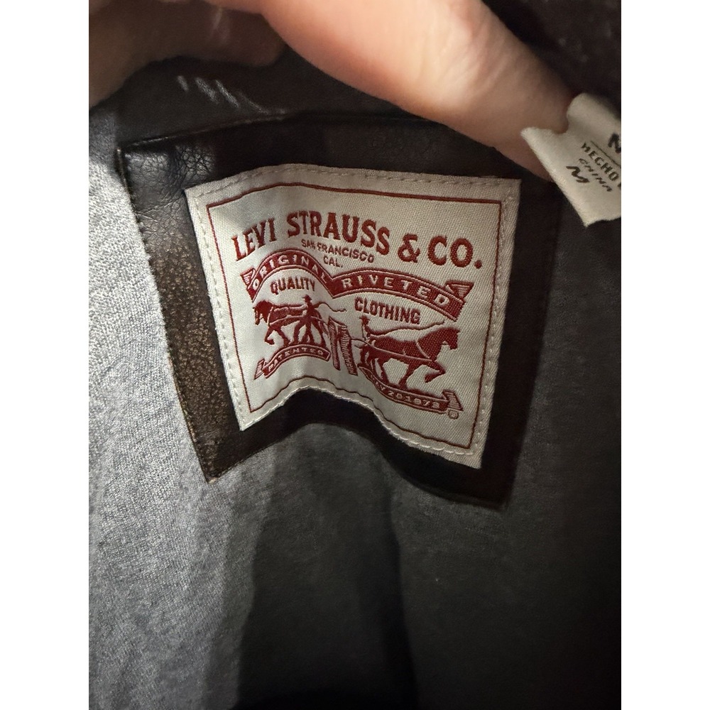 Levi's Strauss & Co Men's Faux Leather Sherpa Lined Aviator Bomber Jacket size M - Picture 6 of 9